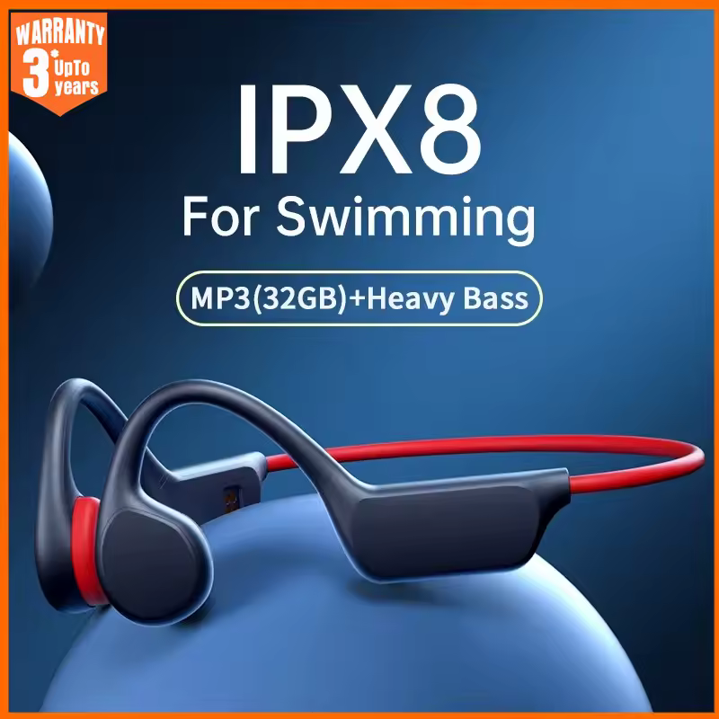 Bone Conduction Earphones Bluetooth Wireless IPX8 Waterproof MP3 Player Hifi Ear-hook Headphone With Mic Headset For Swimming