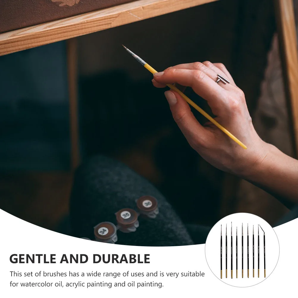 

9Pcs Hook Line Pen Professional Paint Brush Set for Fine Detail Drawing Watercolor Oil Acrylic Painting Detail Paint Brush