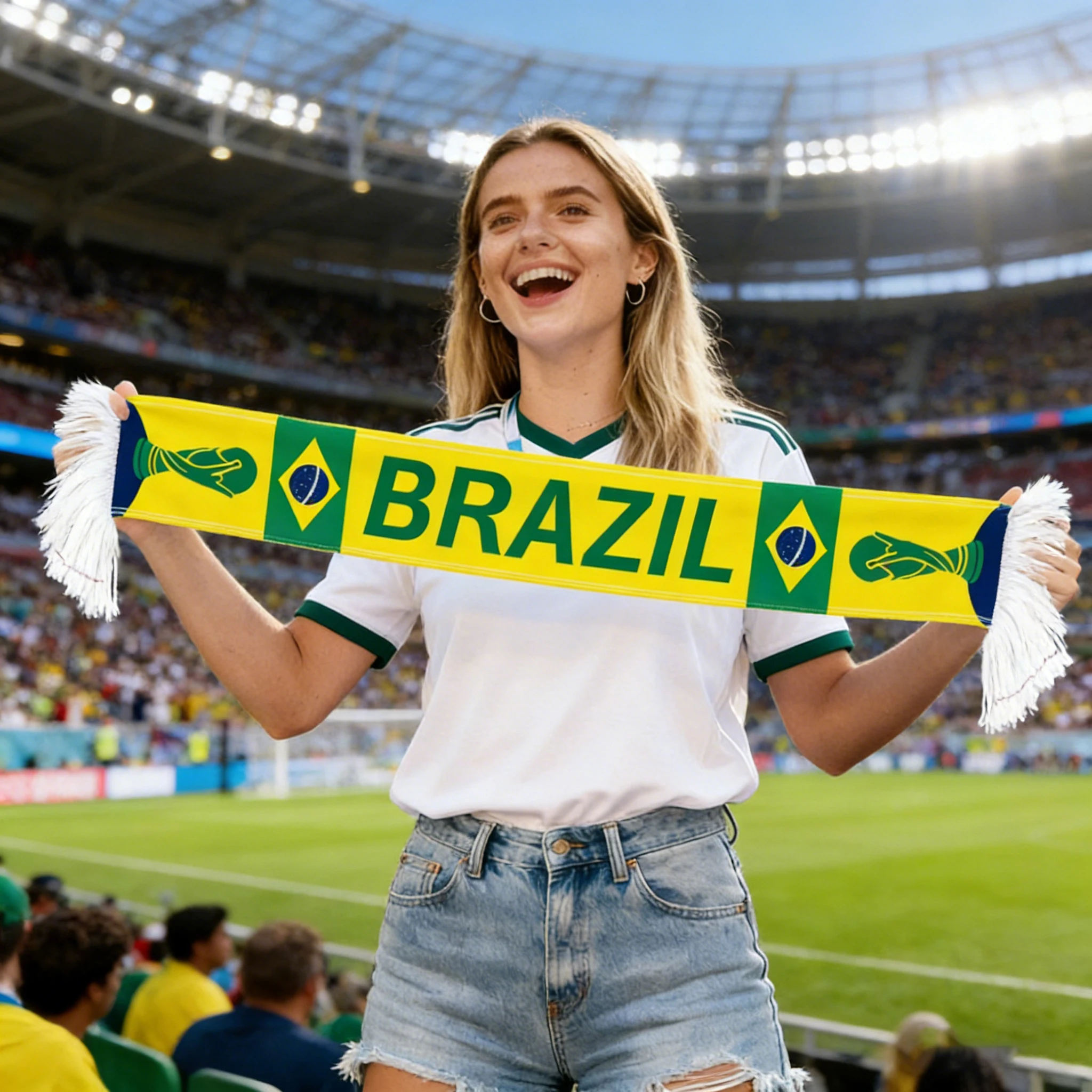 Bufanda de Fútbol Brasileña para Fanáticos, 150x18cm, Bufanda de Poliéster Resistente para Partidos, Fiestas, Festivales y Regalos