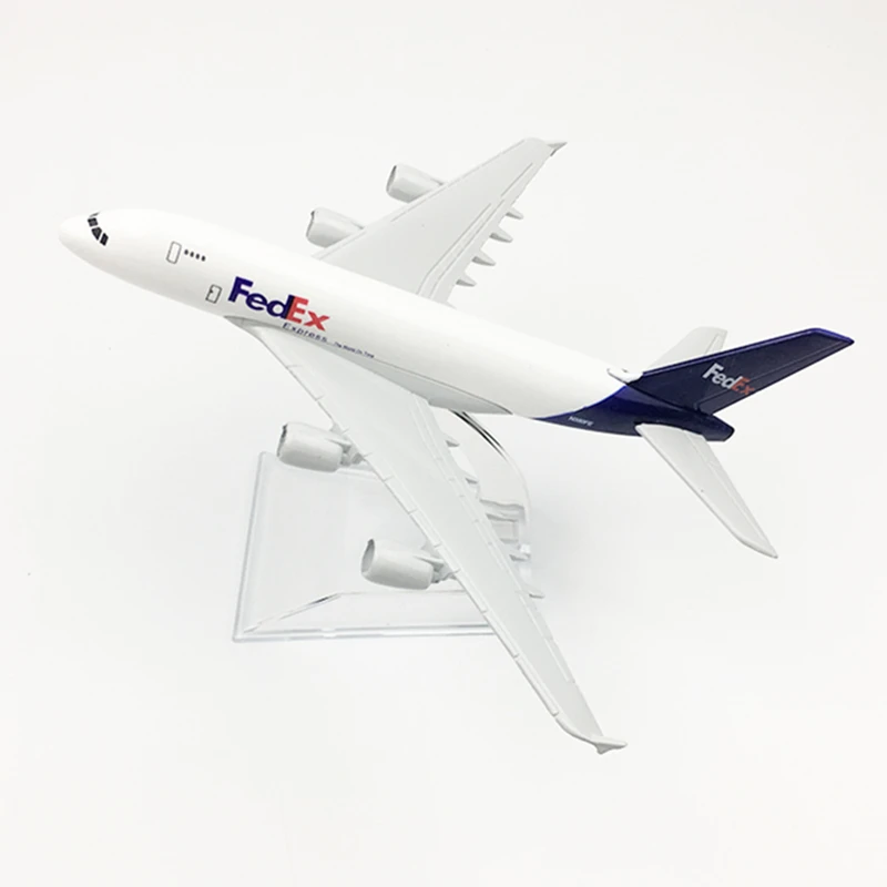 16CM Airplane Model FedEx Cargo Logistics Airbus A380 Airlines Aircraft Diecast Metal Plane Model Toy Gift Collectible