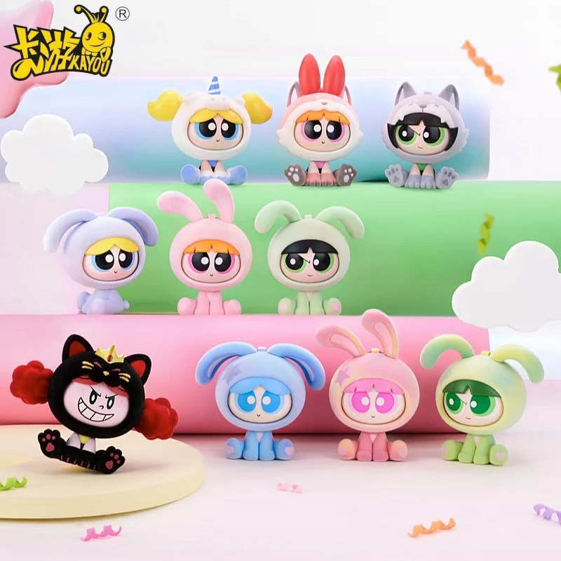 

KAYOU The Powerpuff Girls Face Changing Doll Blind Box Cartoon Doll Keychain Mystery Box Anime Ornament Toy Birthday Gift