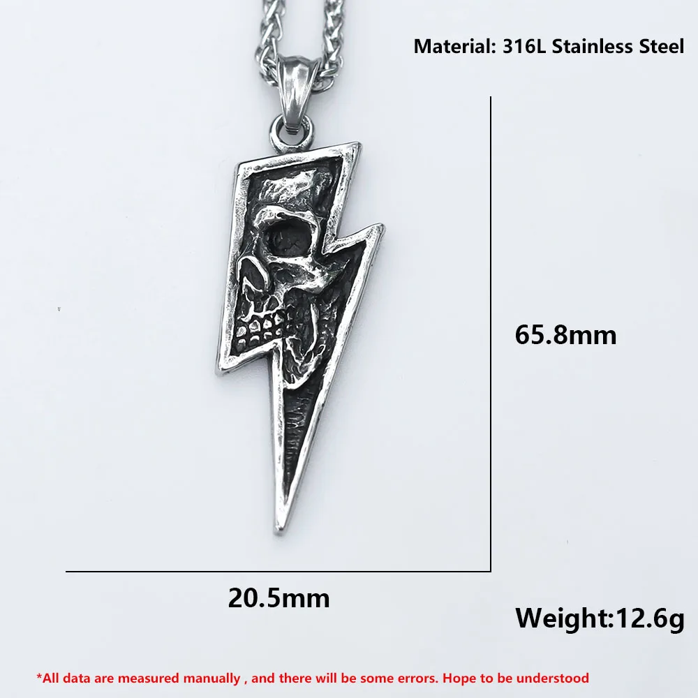 2022 NEW Men's 316L stainless-steel Retro domineering Skull  Pendant Necklace fashion punk jewelry Gift free shipping