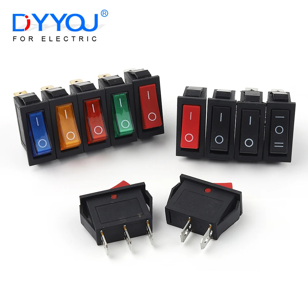 5/10PCS KCD3 31X14mm Rocker Switch 2/3Pin 2/3Position ON-OFF-ON/ON-OFF 10A/250VAC 15A/125VAC Power Switches Equipment With Light