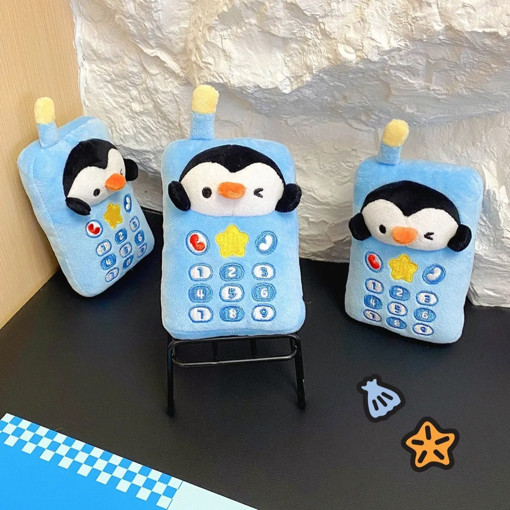 Słuchawki z uszami pluszowej zabawki Pingu, breloczek, zabawny brelok do telefonu z Pingu, uroczy miękki pluszowy pingwin, prezent dla pary