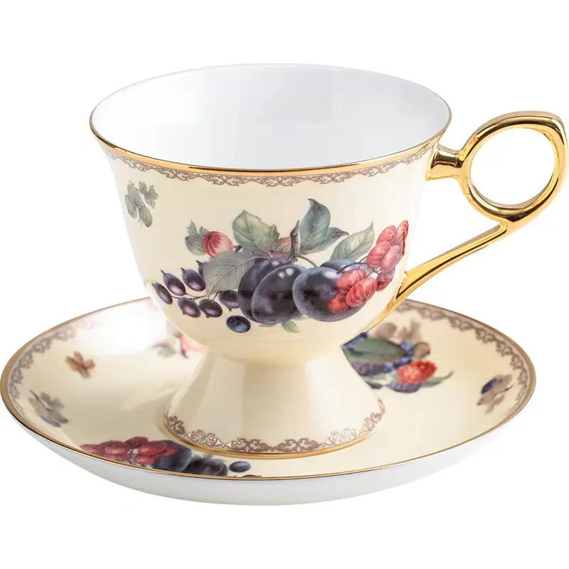 

DSA premium sense exquisite bone china tall fruit coffee cup saucer ceramic cup with bottom saucer black tea gift