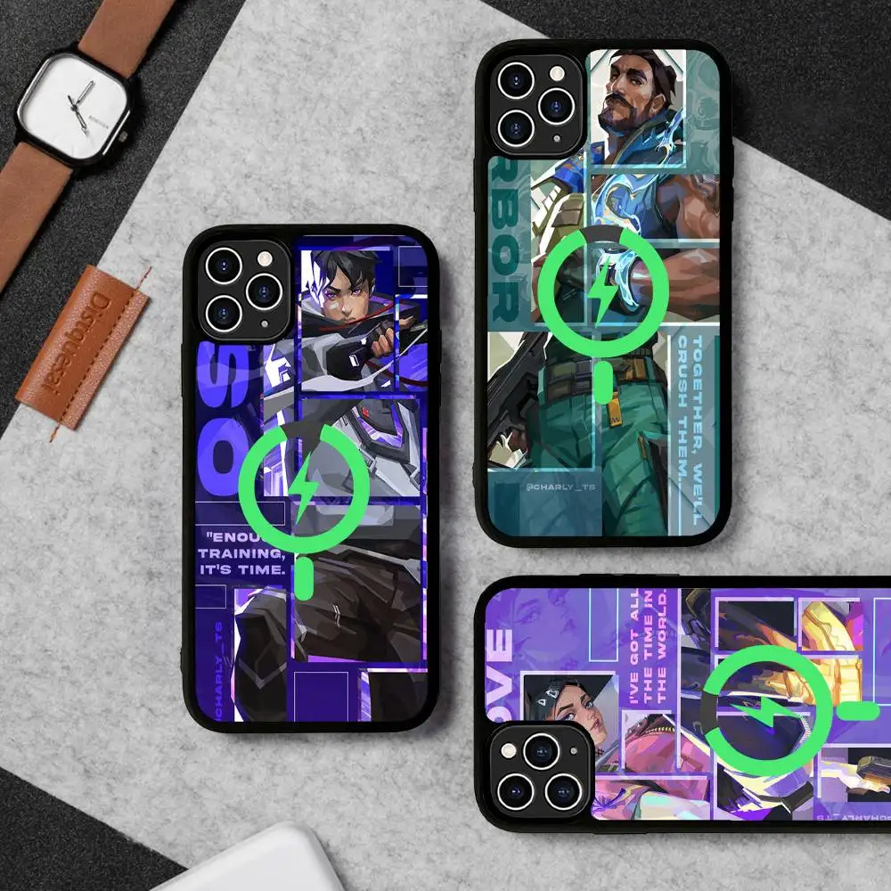Heiße Spiele V-Valorant Magnetische Kabellose Handyhülle für iPhone 17 16 15 14 Plus 13 12 11 Pro Max