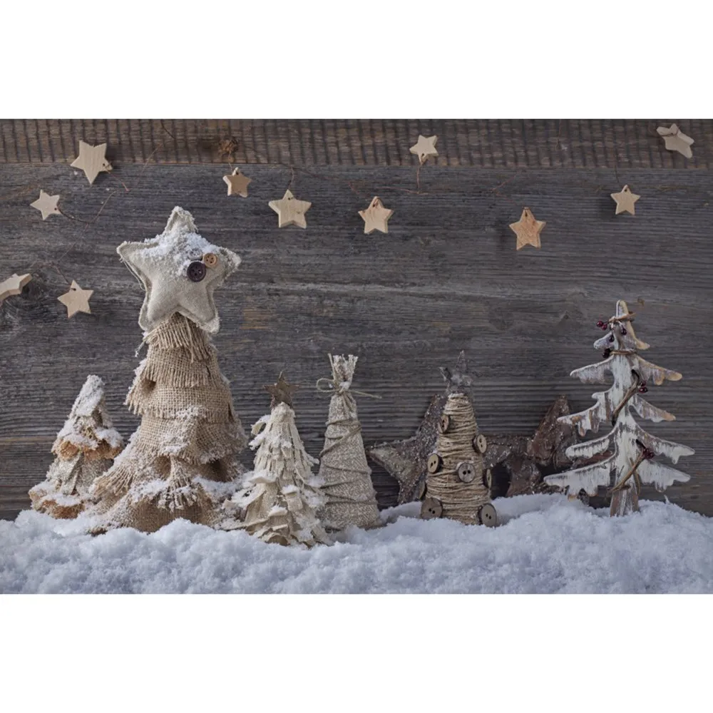 Árbol de Navidad, estrellas, nieve, tablones de madera, fondos de fotografía personalizados, decoración de fiesta de bebé, fotomatón, estudio, accesorios