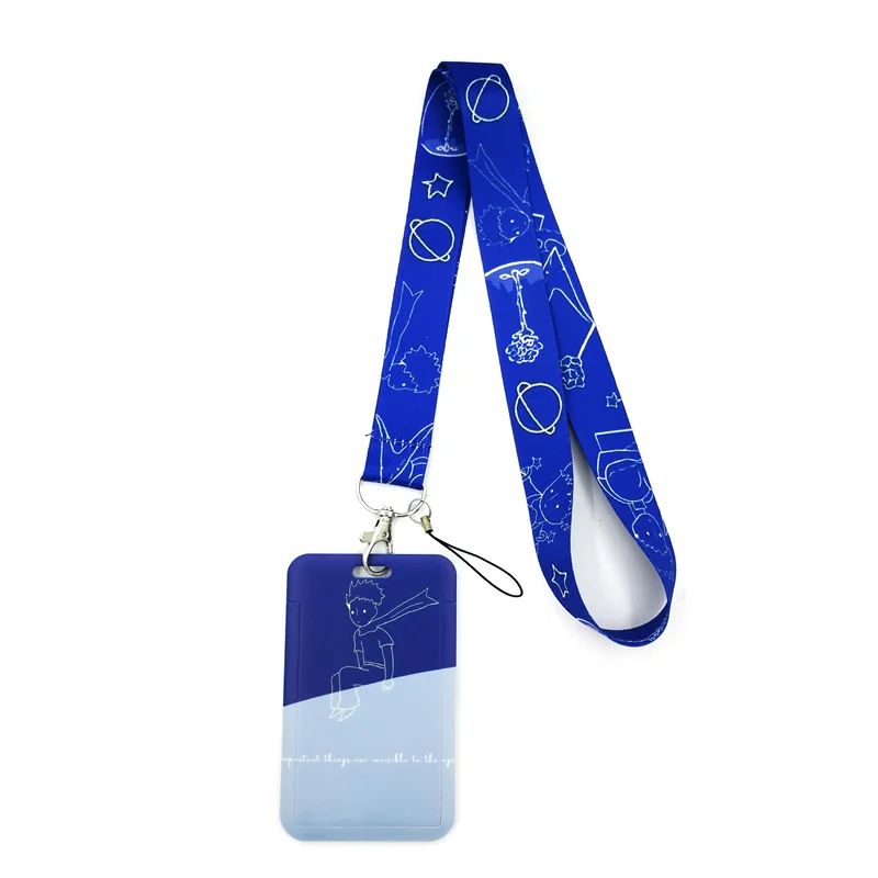 Little prince blue Creative Lanyard Card Holder Student Hanging Neck Phone Lanyard Badge Subway Access Card Holder Accessory