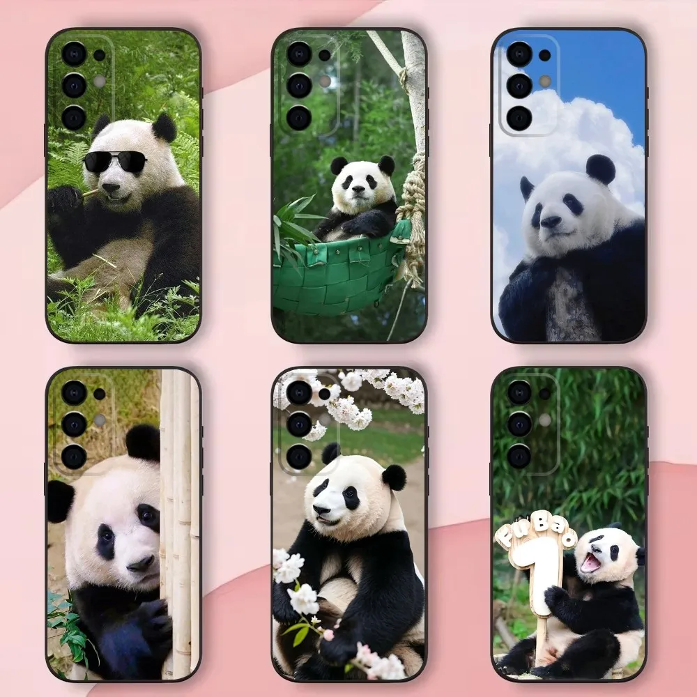 Fubao Panda Cute China Phone Case For Samsung S24,S21,S22,S23,S30,Ultra,S20,Plus,Fe,Lite,Note,10,9,5G Black Soft Shell