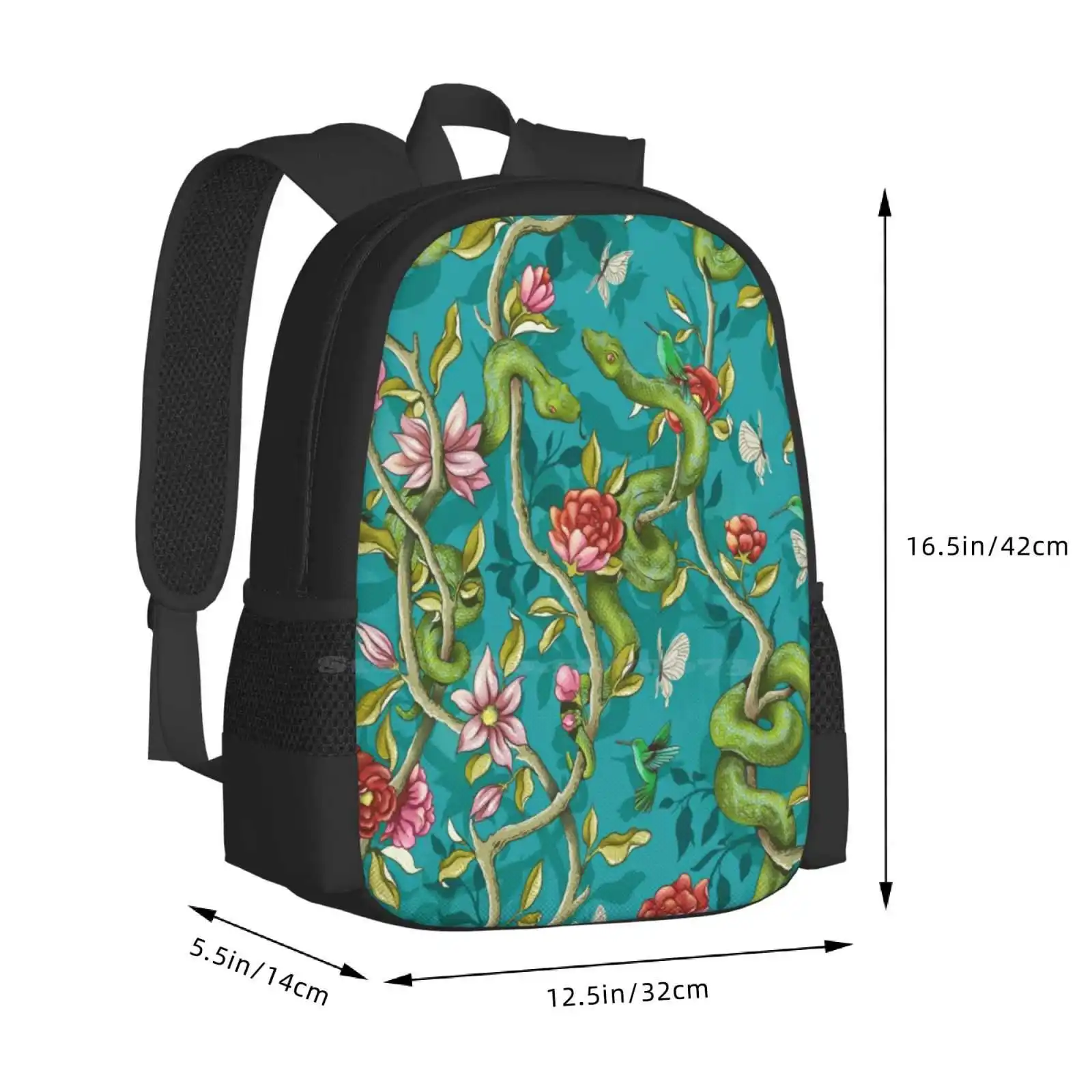 Canção da manhã-Mochila masculina e feminina, balança de cobra para adolescentes, turquesa verde, jardim floral floral, mochila para meninas