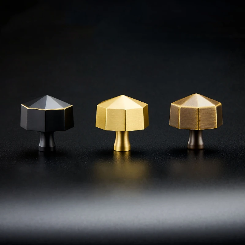 Brass Furniture Handles Nordic Simple American Octagon Pulls Cupboard Wardrobe Dresser Shoe Box Drawer Cabinet
