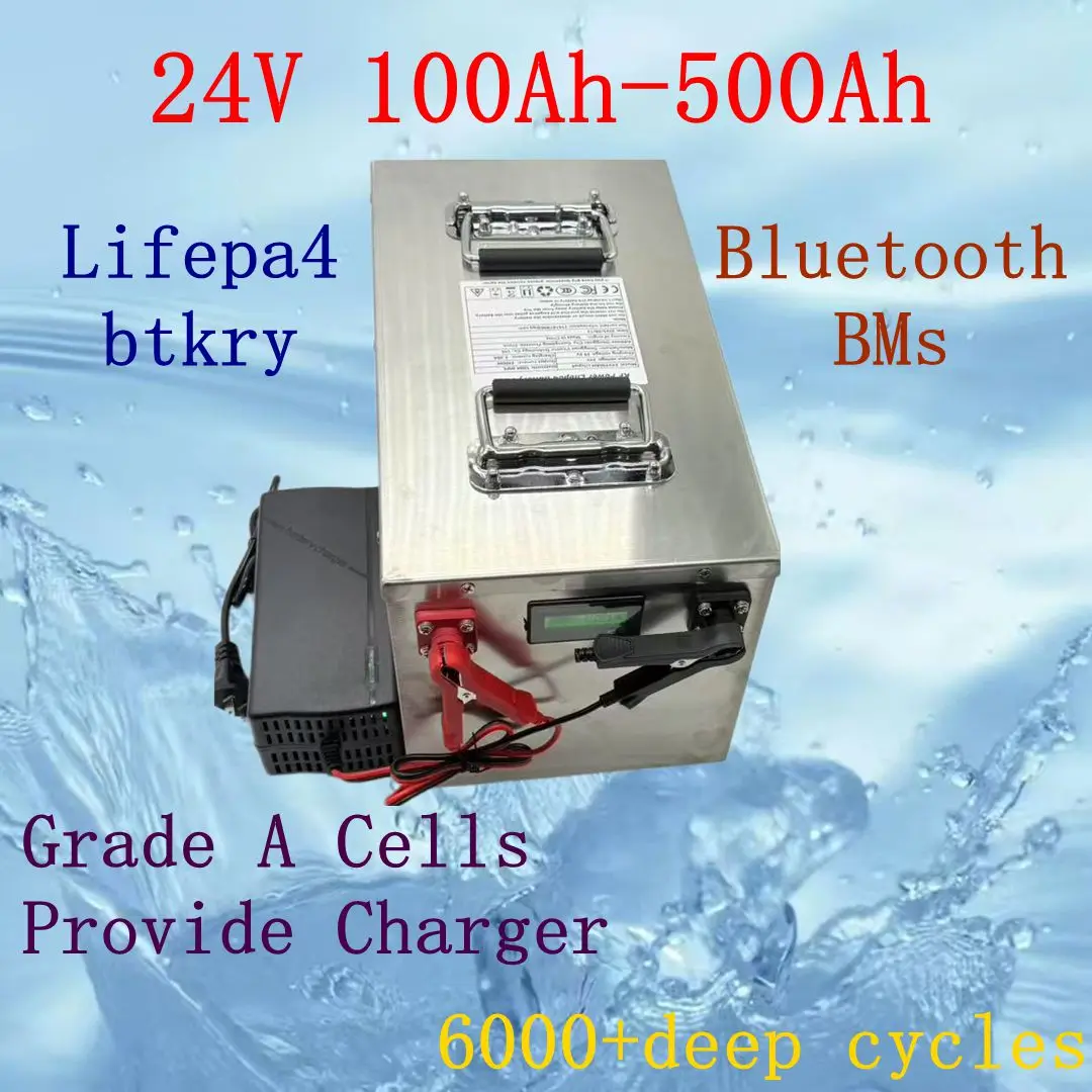 

24V 200ah Lifepo4 Battery 100Ah 150Ah 250Ah 300Ah 350Ah 400Ah 500Ah Rechargeable for 2000W Solar System UPS Trolling Motor 100K+