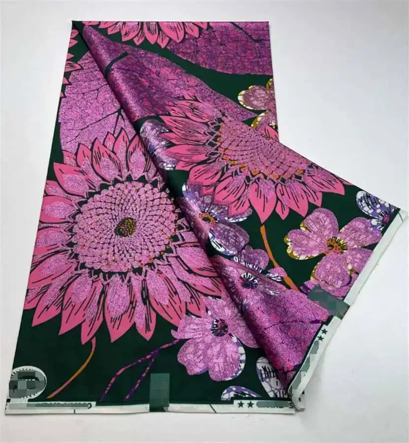 

2025 New Nigerian African Wax Fabrics Cotton Print Wrap Batik Ankara High Quality Original Veritable Super Golden Material
