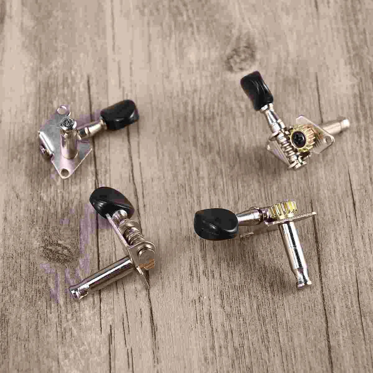 4pcs 2R2L Ukulele Keys Tuning Pegs Machine Heads Tuners for Ukulele 4 String Guitar with Black Button