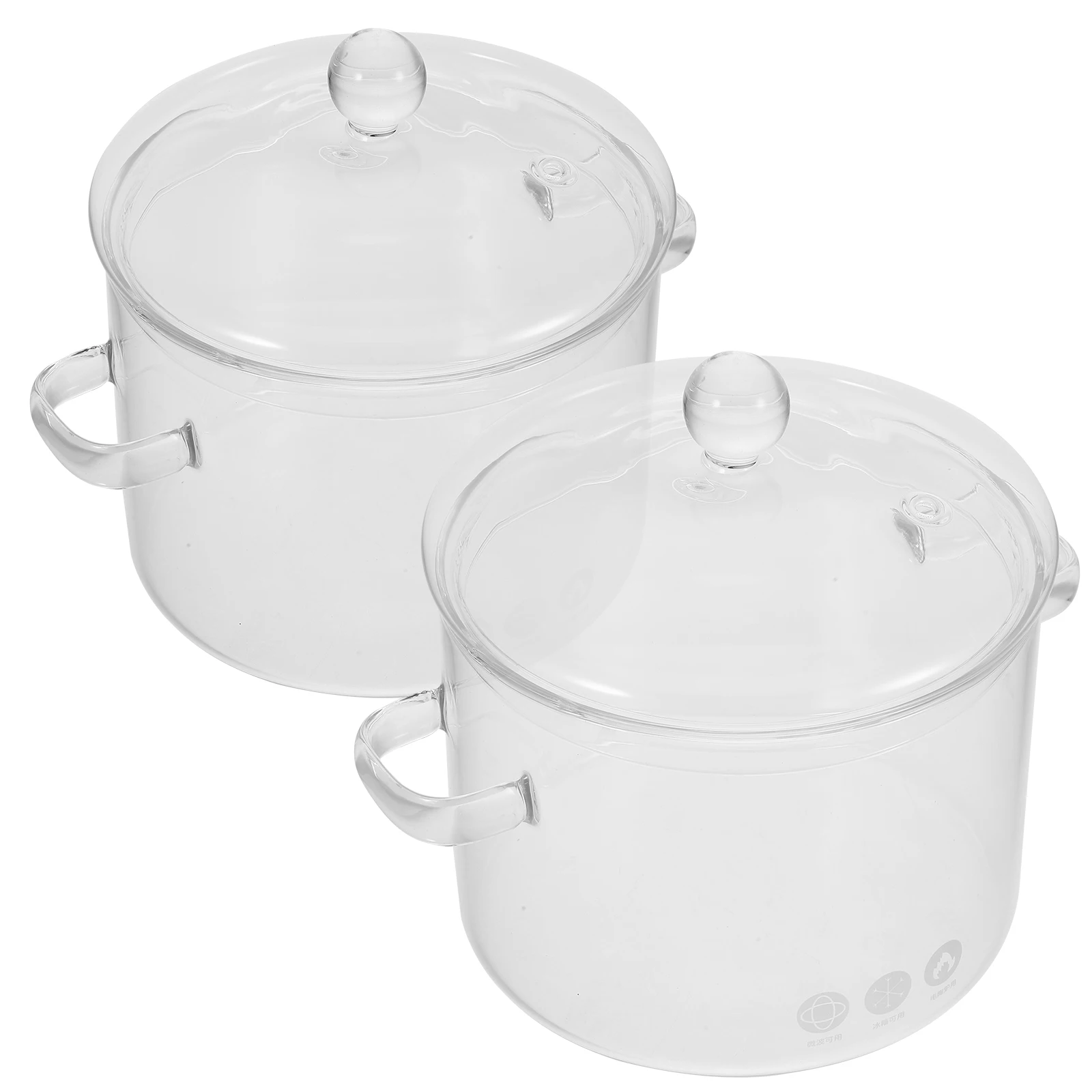 

2 шт., прозрачная стеклянная кастрюля для супа с ручками, антипригарный дизайн для домашней кастрюли, маленькая кастрюля с крышкой, прозрачная кастрюля