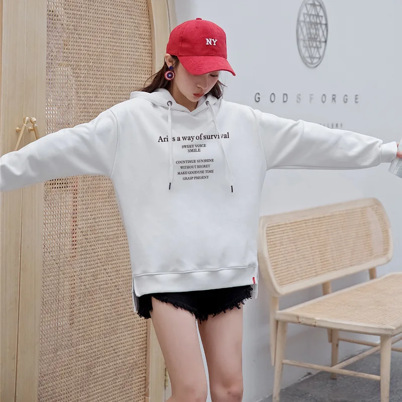 

Autumn New Letter Printing Casual Loose Hoodies Women Korean Fashion Oversized Women's Hooded Sweatshirt Pullover Streetwear