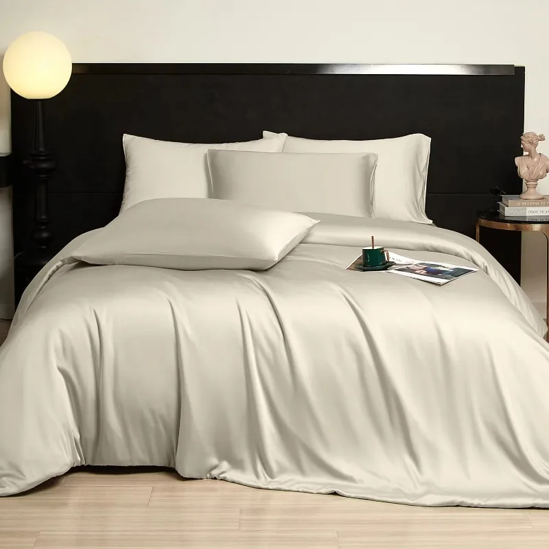 

Flax-Colored 1800 Series Luxury Bamboo Bed Sheets Hypoallergenic Organic Earth Cooling Comfort Duvet Cover Bedding Set Woven