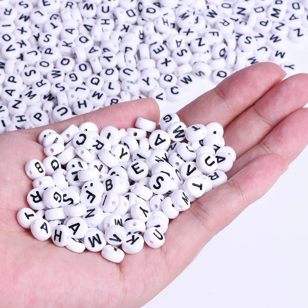 

1000Pcs Acrylic Letter Beads Black White 7x7mm Clear Alphabet Beads A-Z for DIY Jewelry Making Crafts Teacher Students Holiday