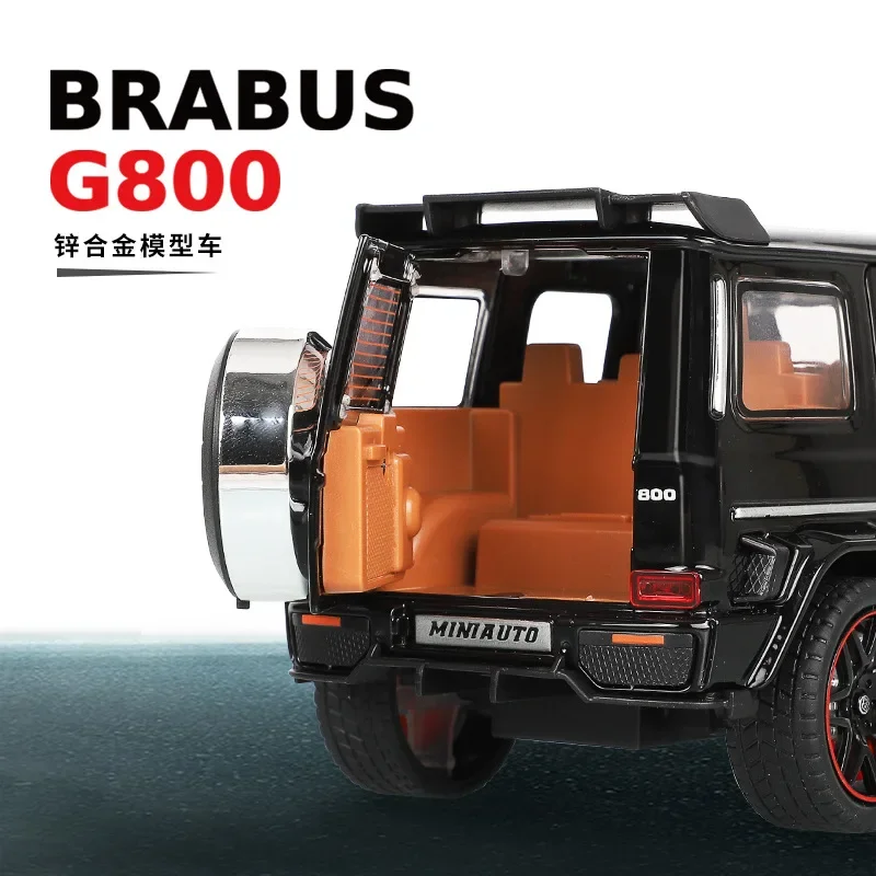 Modèle de voiture en alliage métallique moulé sous pression, collection de jouets pour enfants, cadeaux de simulation, son et lumière, nervure arrière, Mercedes Benz Brabus G800, Big G, 1:32