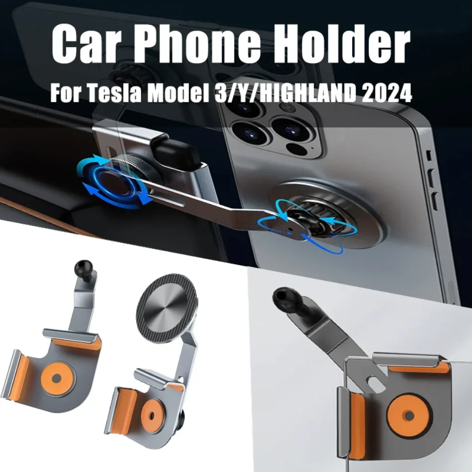 

For Tesla Model 3 Y HIGHLAND 2025 Car Phone Holder Central Control Navigation Screen Side Mount Magnetic Holder For Magsafe