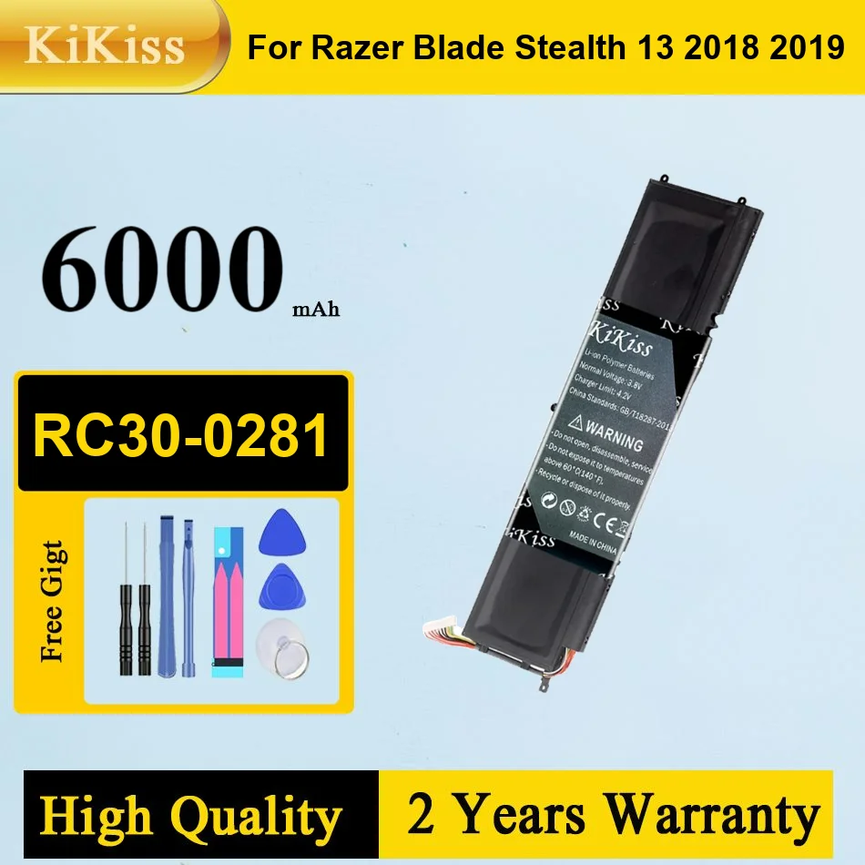 

Аккумулятор Kikiss на 6000 мАч RC30-0281 для Razer Blade Stealth 13 2018 2019 GTX 1650 Max-Q RZ09-03102E52-R3U1 RZ09-02812E71