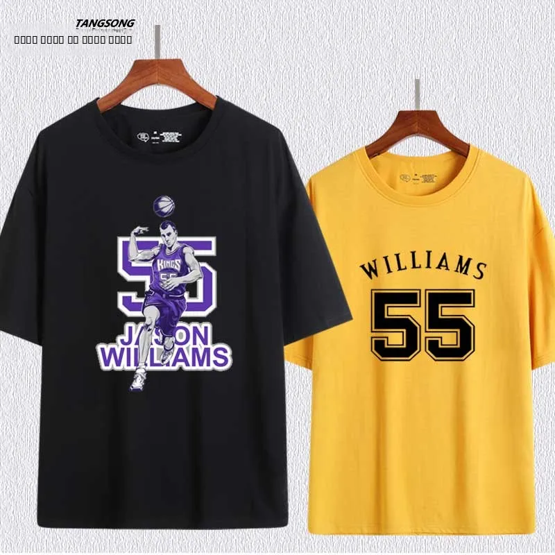 

Футболка King's Jason Williams White с номером 55 из чистого хлопка, одежда для фанатов баскетбола, с коротким рукавом