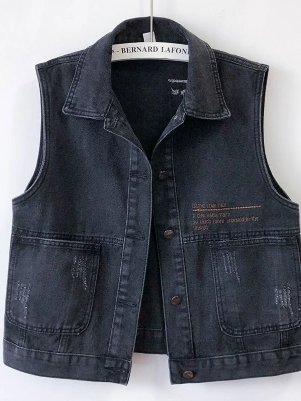 

Loose Women's Denim Vest 2024 New Korean Style Black Sleeveless Jacket Large Size Small Figure Shoulder Pad Outerwear