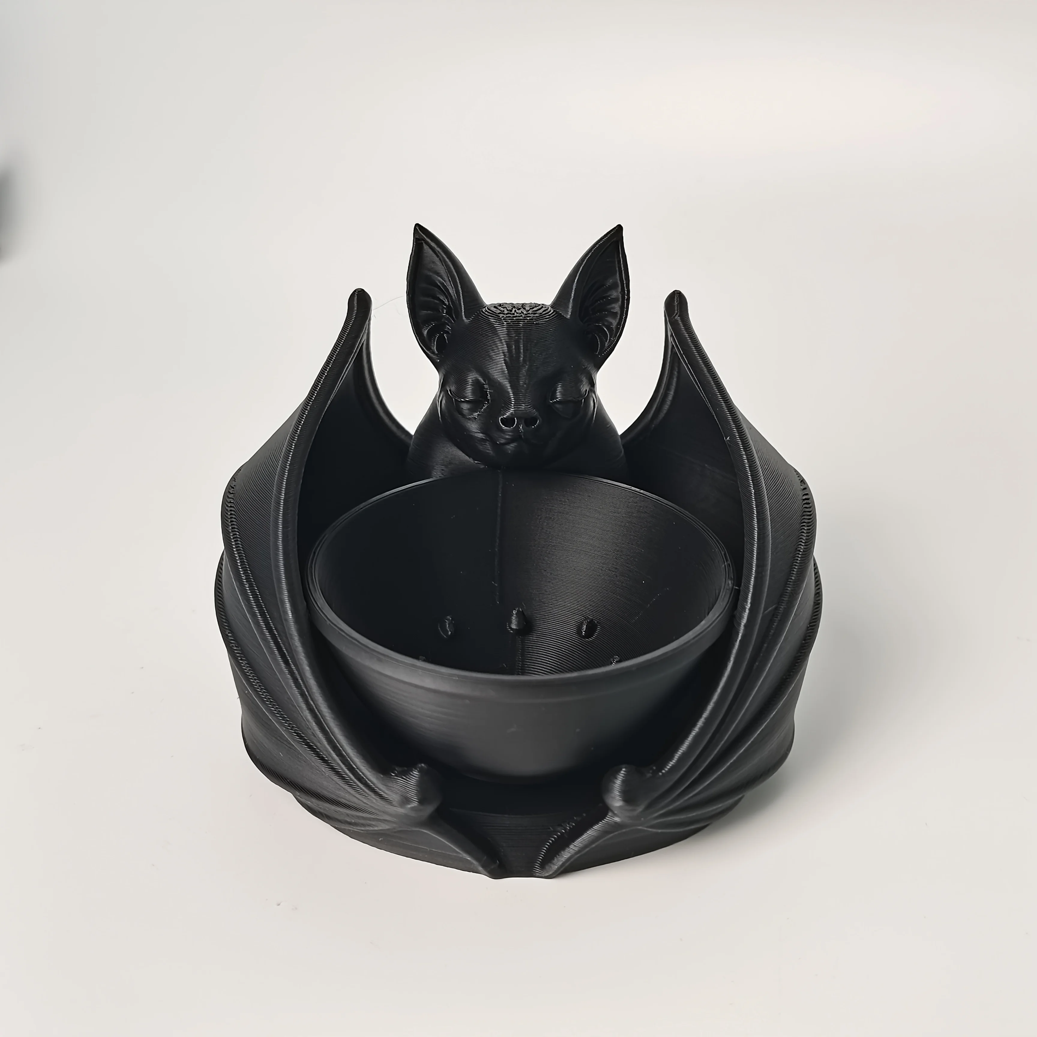 3D Printed Gothic Bat Candy Bowl Black Vampire Storage Holder Keys Jewelry Desk Tray Halloween Christmas Party Decor