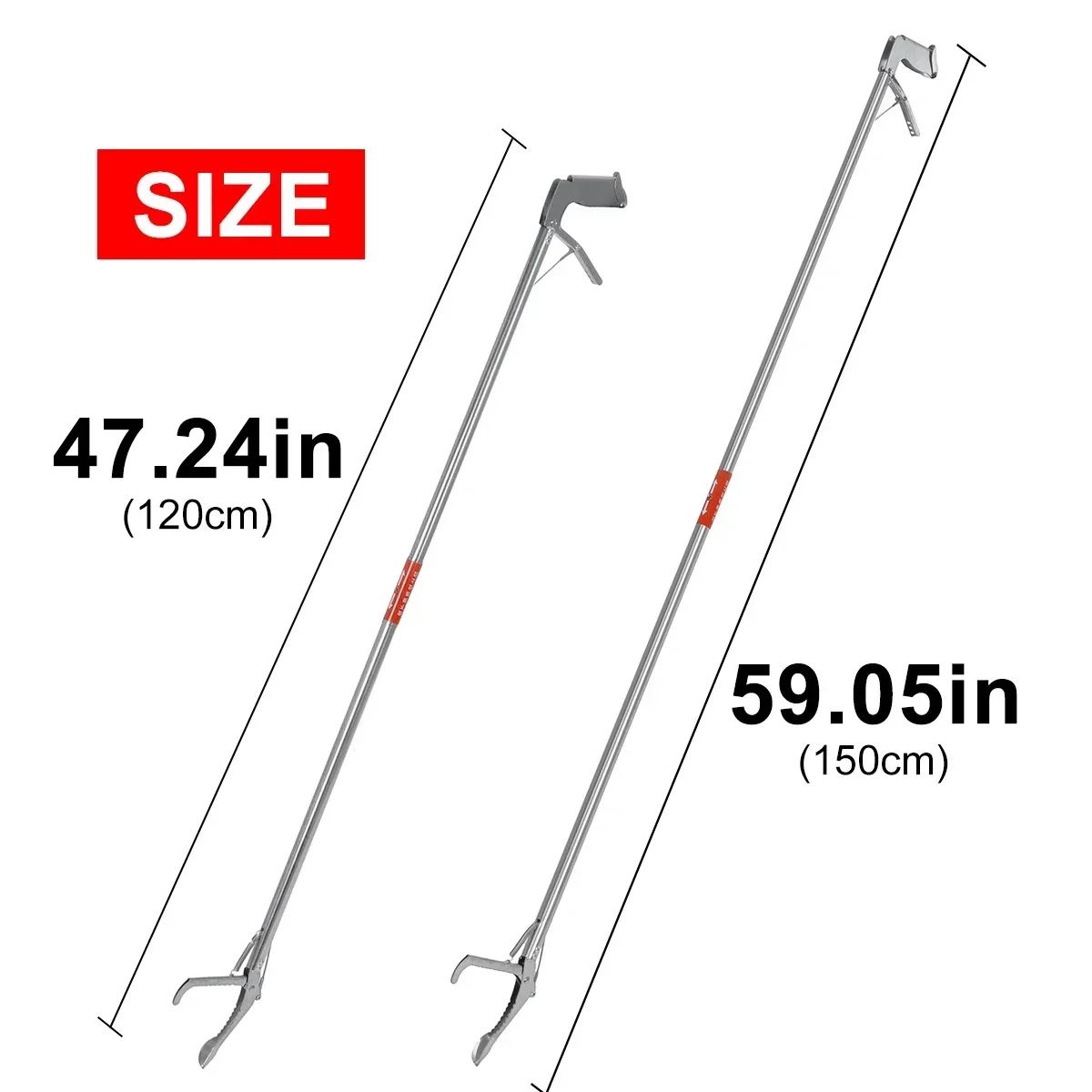 1.2m 1.5m Foldable Snake Tongs Stick Reptile Catcher Grabber Folding Wide Jaw Snake Pliers Stainless Steel Snake Control Tool