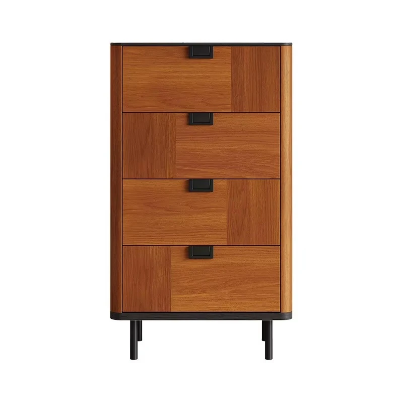 Vintage solid wood veneer bedroom storage sideboard with four drawers