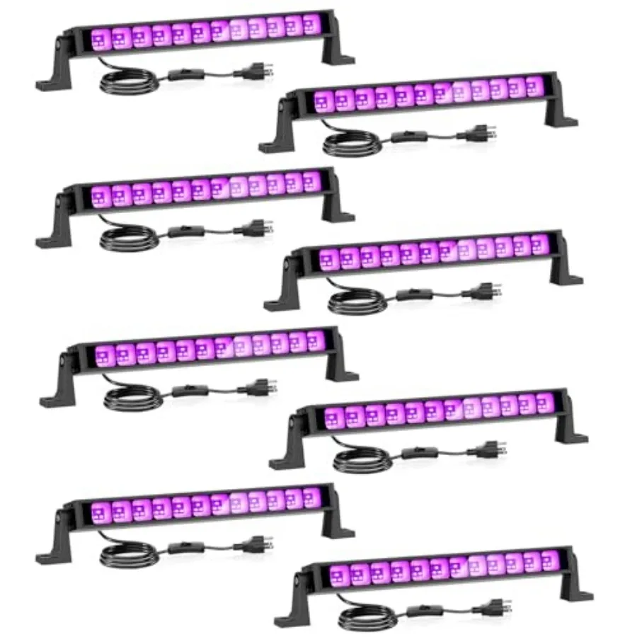 

Набор из 2 светодиодных черных светильников (2 Вт) с вилкой и выключателем, светящиеся в темноте, для вечеринок, украшения на Хэллоуин, декор для спальни