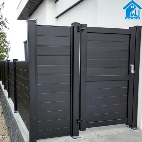 Outdoor Decorative Garden Wood Like Sidewalk Driveway Gate Electronic Door Aluminum Privacy Slat Fence Panels