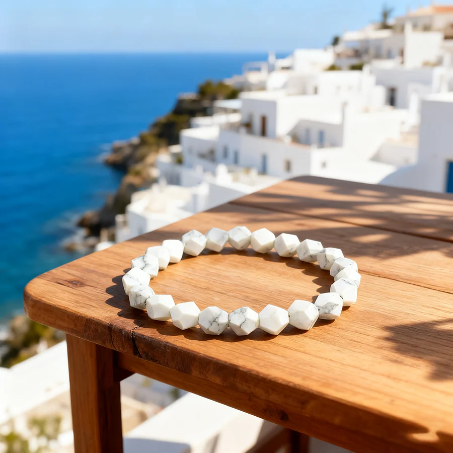 Irregular Natural White Howlite Stone Bracelet for Women Real Natuarl Stone Beads Jewelry Relieve Anxiety Yoga Meditation Bangle