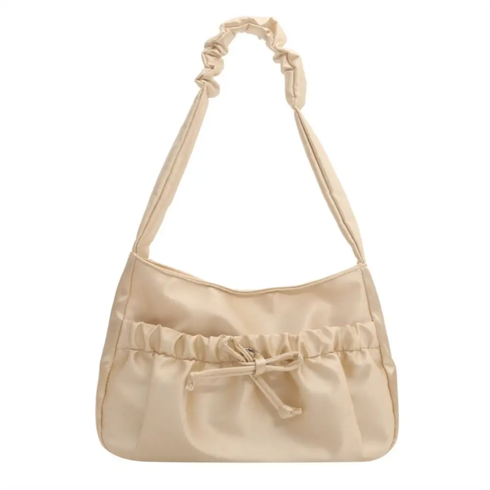 

Elegant Satin Pleated Hand Bag Bow Portable INS Shoulder Bag Luxury Korean Style Fashion Underarm Bag Storage Bag