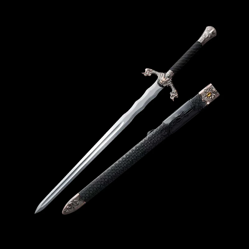 Replica Western Sword Spring Steel Hardwood PU Sheath Alloy Fittings Chinese Dragon Swords Decoration Non Sharp