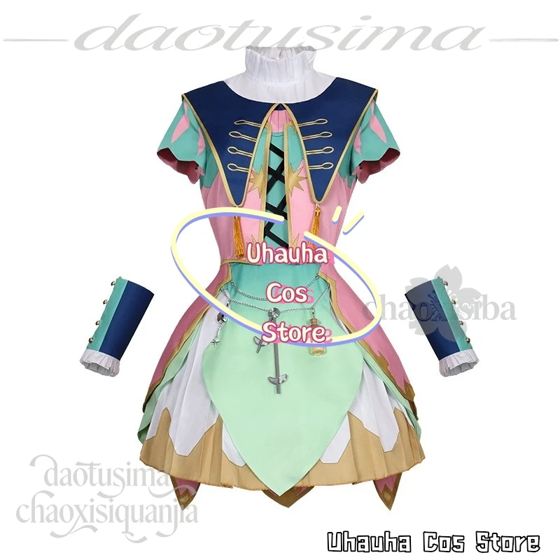 831Anime Game Project Sekai Cosplay Otori Emu Dreamer Costume Kawaii Clown Uniform Pink Green Dress Funny Suit Wigs Halloween view 6