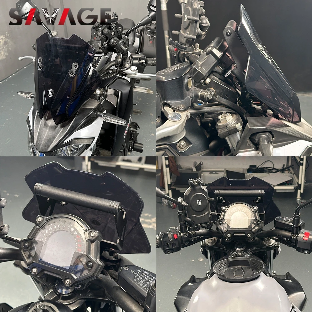 Z650 Z 650 Z-650 الزجاج الأمامي تصاعد قوس لكاواساكي Z650 ER650 2017-2020 الزجاج الأمامي حاجز الرياح حامل هاتف المفسد
