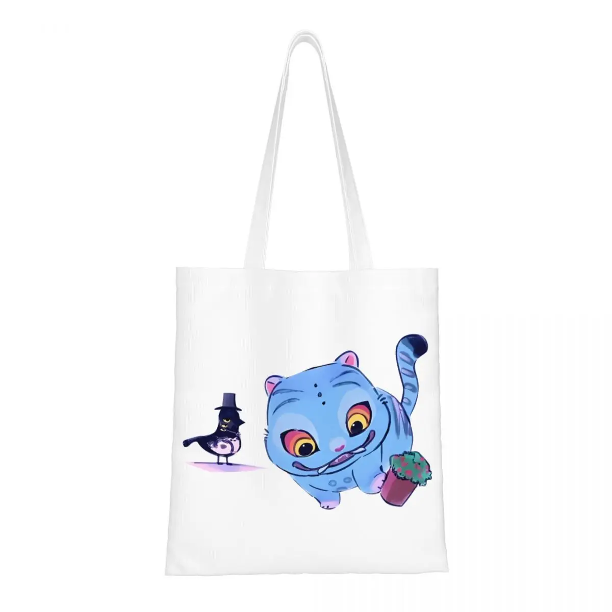 

KPop Demon Hunters Derpy Tiger Tote Bags Women Handbag Foldable College Shoulder Bag Printed Grocery Bag