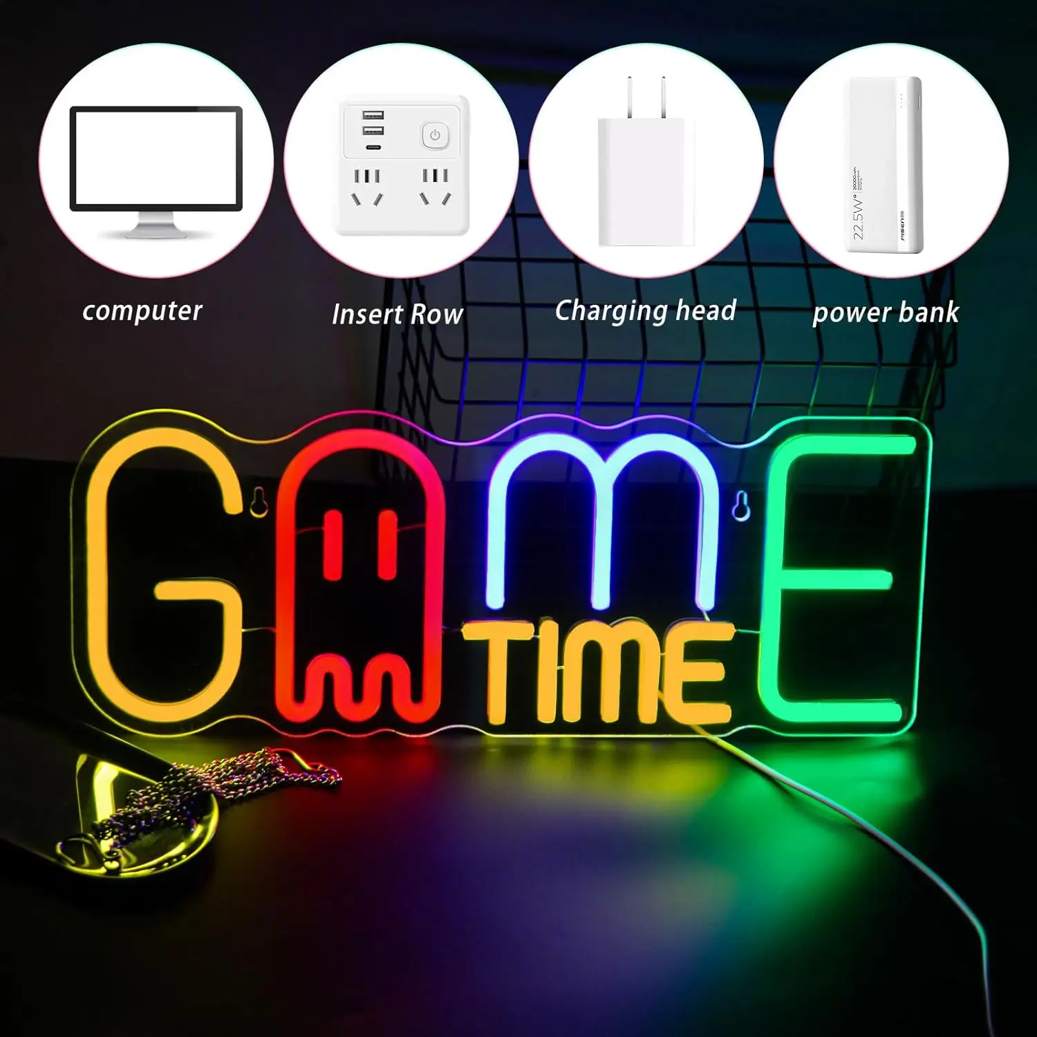 Game Time Neon Sign Game Room Wall Decor Dimmable Led Gamer Neon Light Video Teen Kids Bedroom Gifts for Christmas Gifts