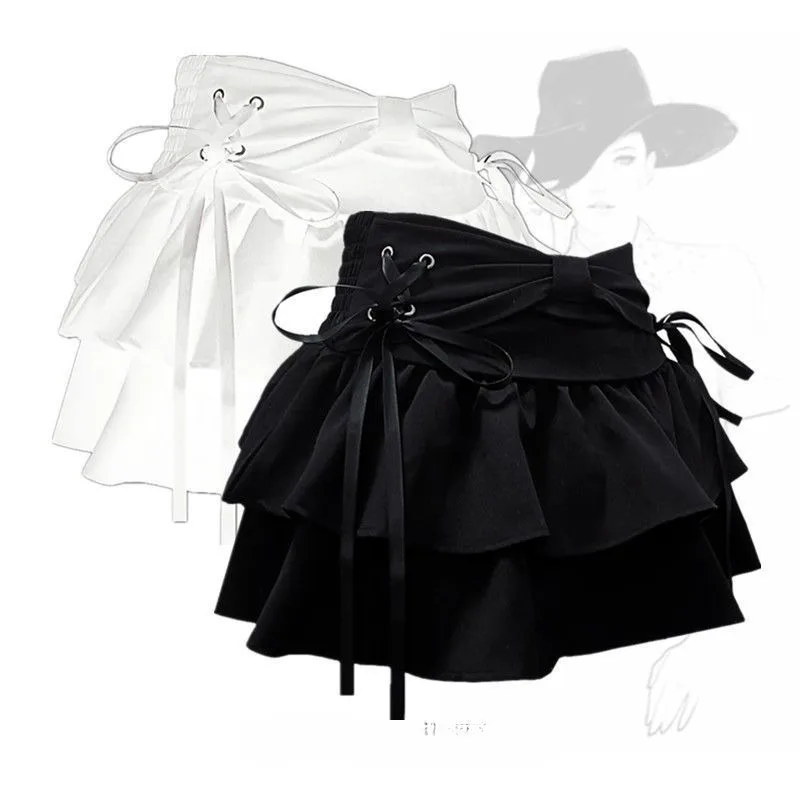 

Butterfly Tie Belt Pleated Skirt Spring Fall New Pure Desire Spicy Girl A Line Slimming Short Skirt Design Summer Skirt
