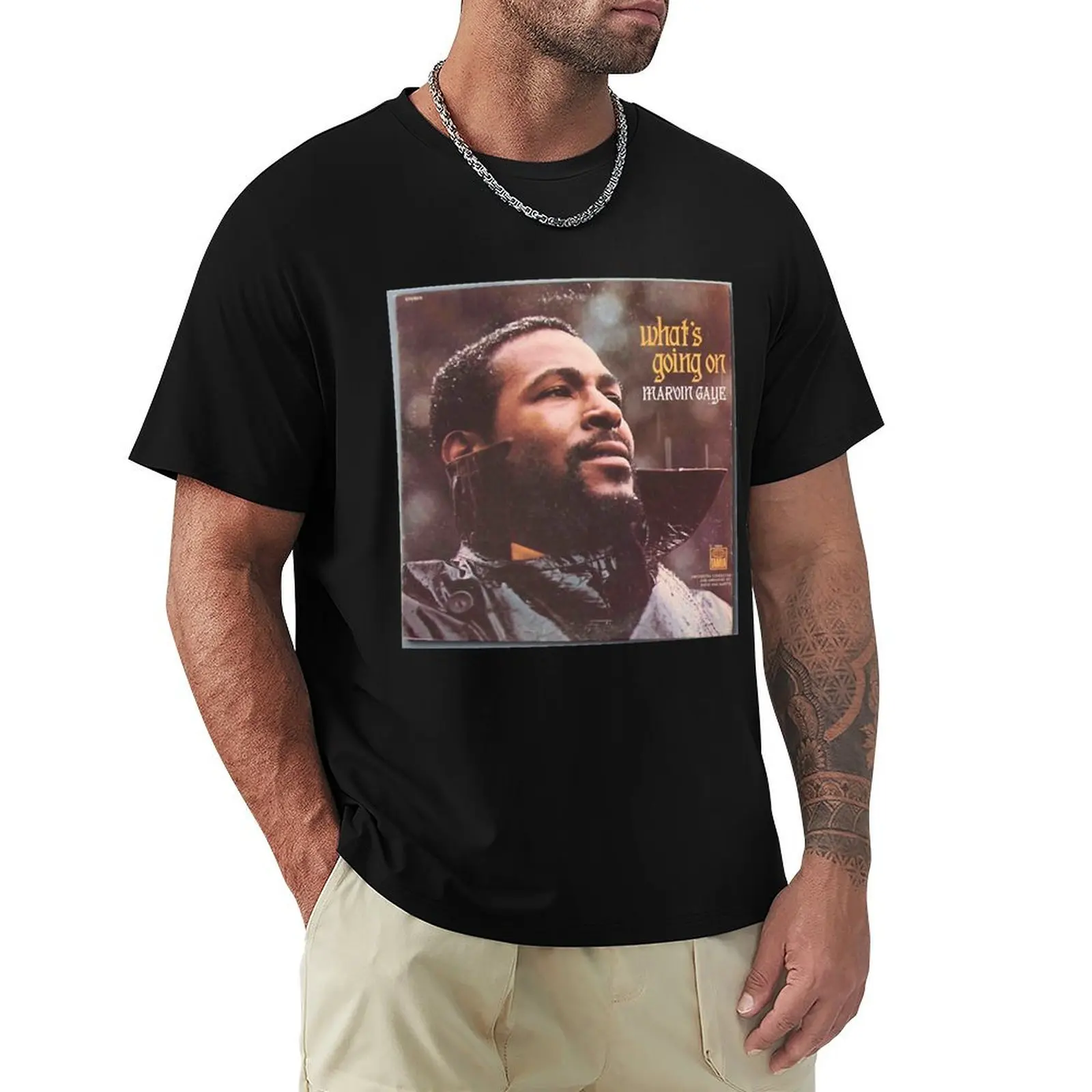 Music Vintage Marvin Gaye What's Going On Christmas T-Shirt Vintage Print Crew Neck Tee