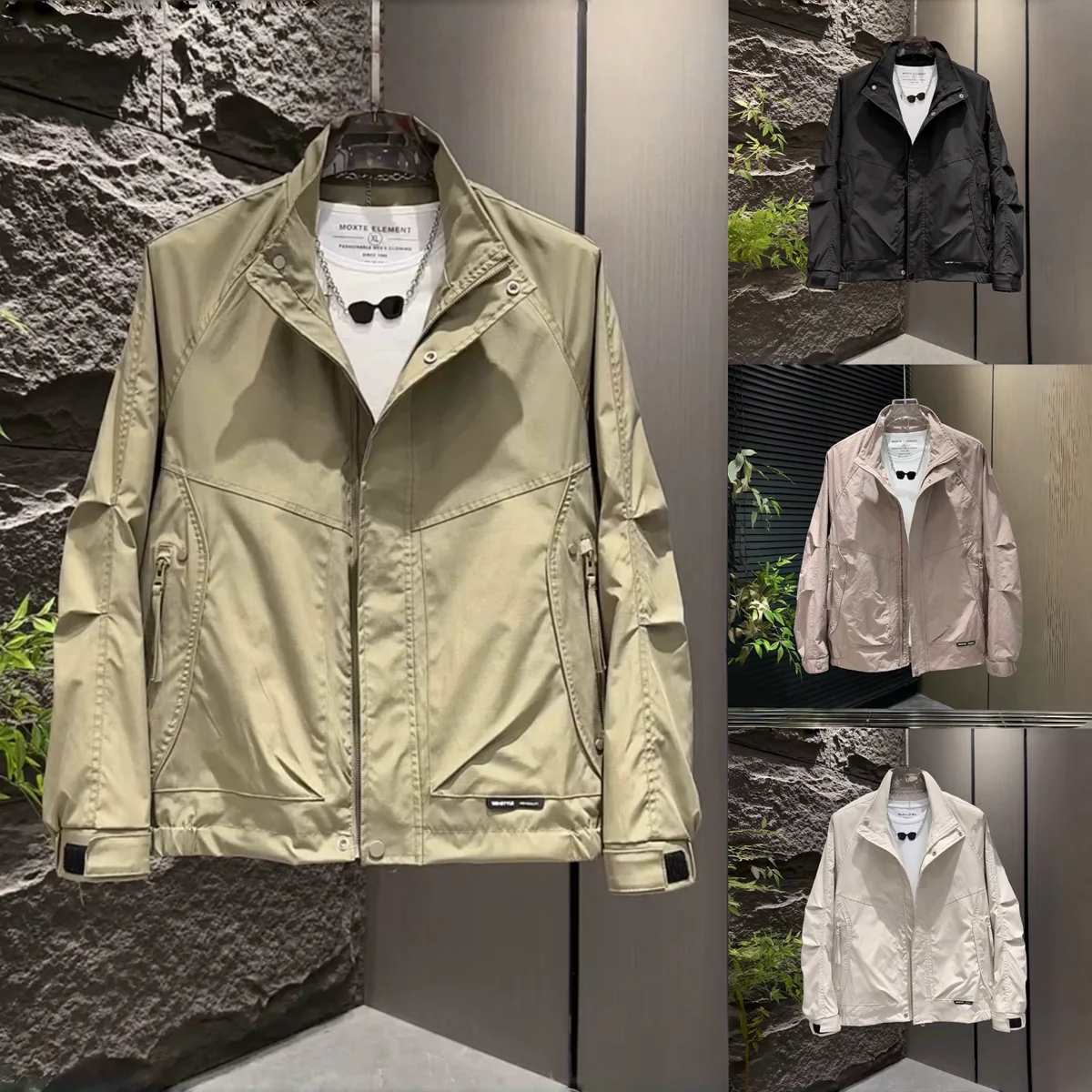 

Весенне-осеннее новое уличное повседневное мужское джинсовое пальто с воротником-стойкой, простой цветной хаоме, высококачественное универсальное рабочее пальто