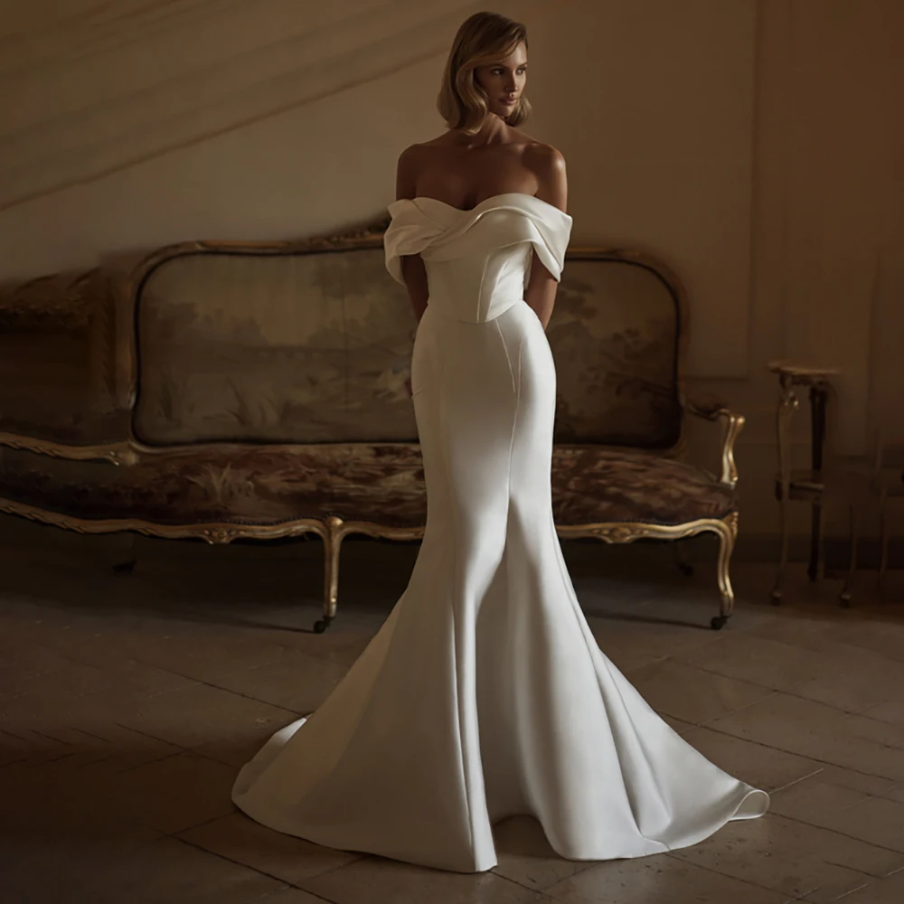 Maßgeschneidertes Meerjungfrau-Hochzeitskleid aus Satin mit abnehmbarem Rock