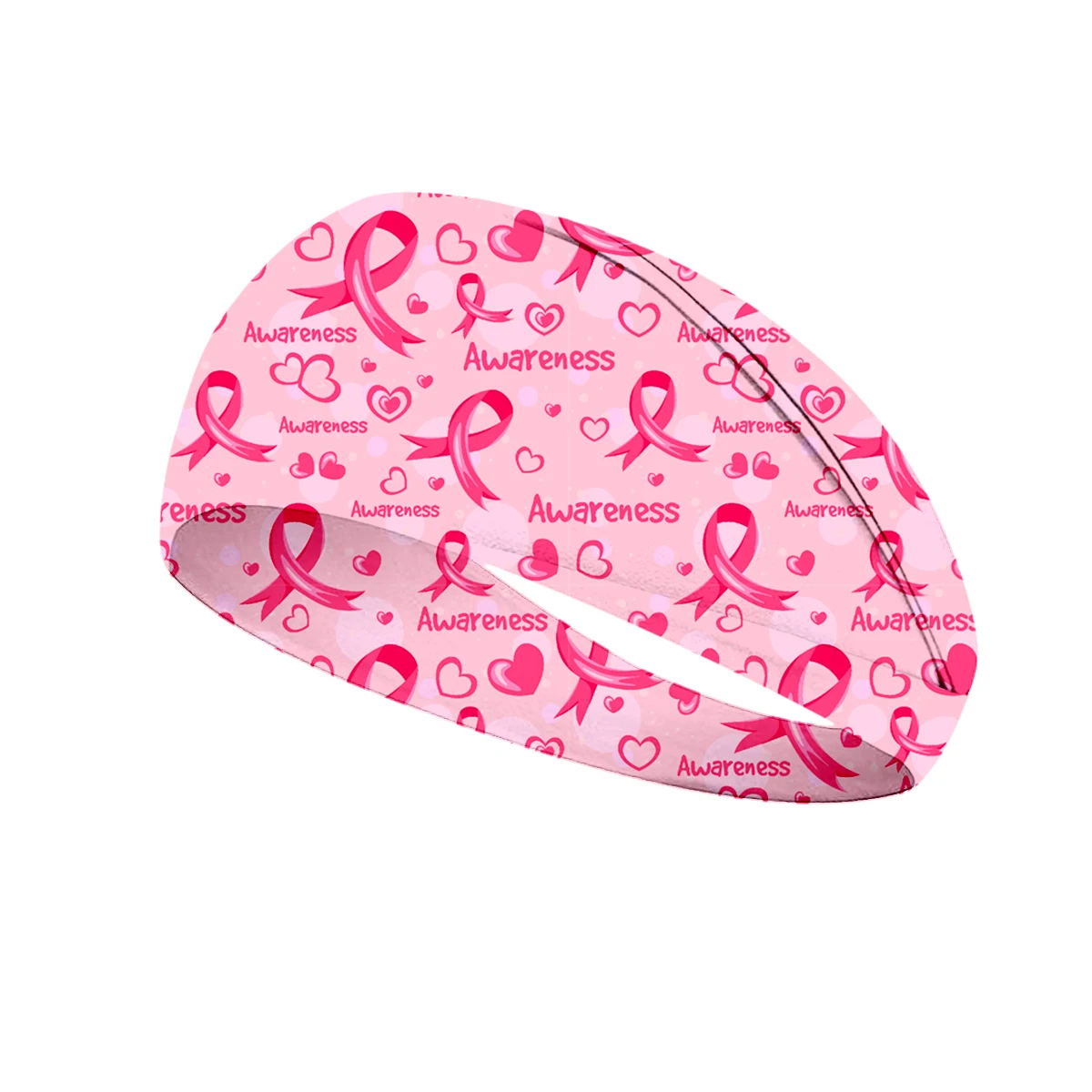 Fasce per la consapevolezza del cancro al seno per le donne nastro rosa elastico per capelli larghi avvolgere il sudore elastico per lo Yoga