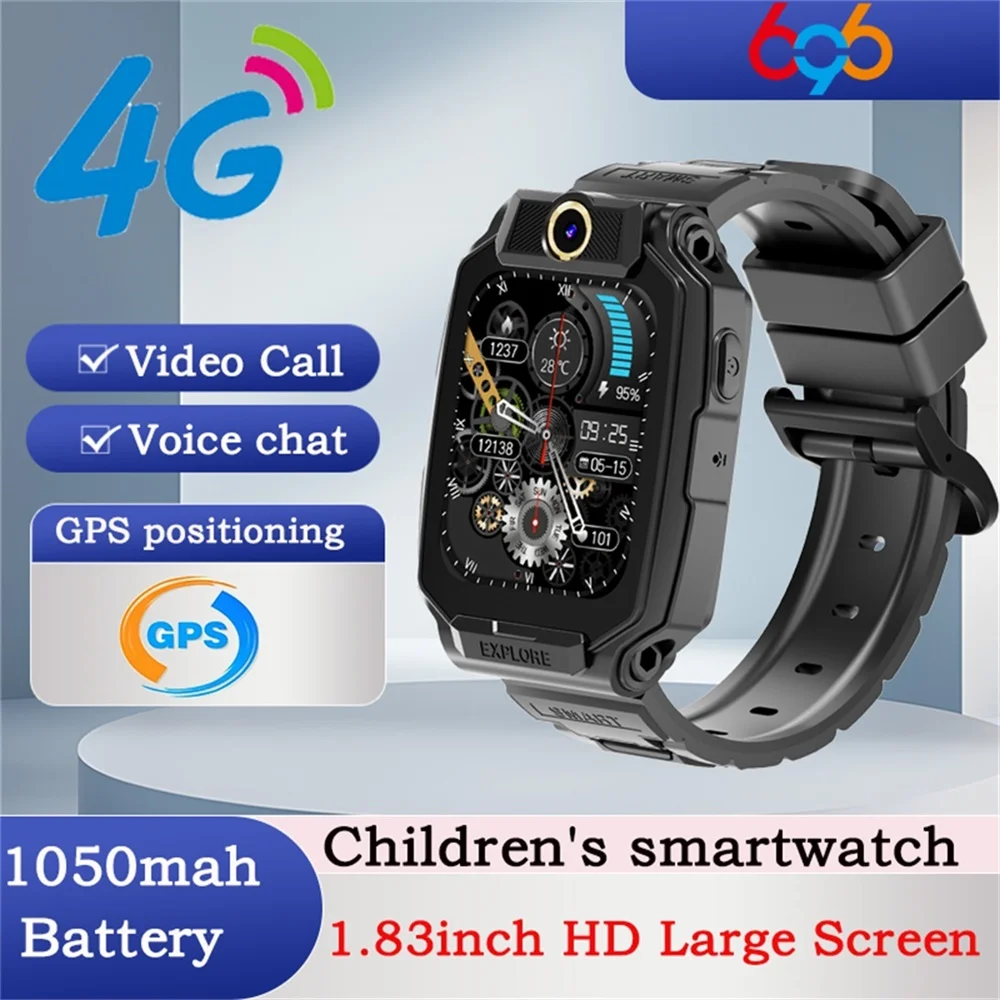 

Детские умные часы с 4G, видеозвонками, голосовым чатом, GPS-позиционированием, водонепроницаемые, телефонные часы для школьников, для мальчиков и девочек, 1050 мАч