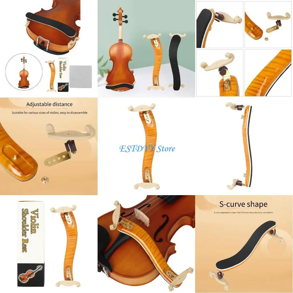 G6DE الكمان الكتف الراحة خشب القيقب الكمان الكتف ضمادة ناعمة الكمان جزء ل 4/4 حجم طوي وارتفاع قابل للتعديل قدم #1