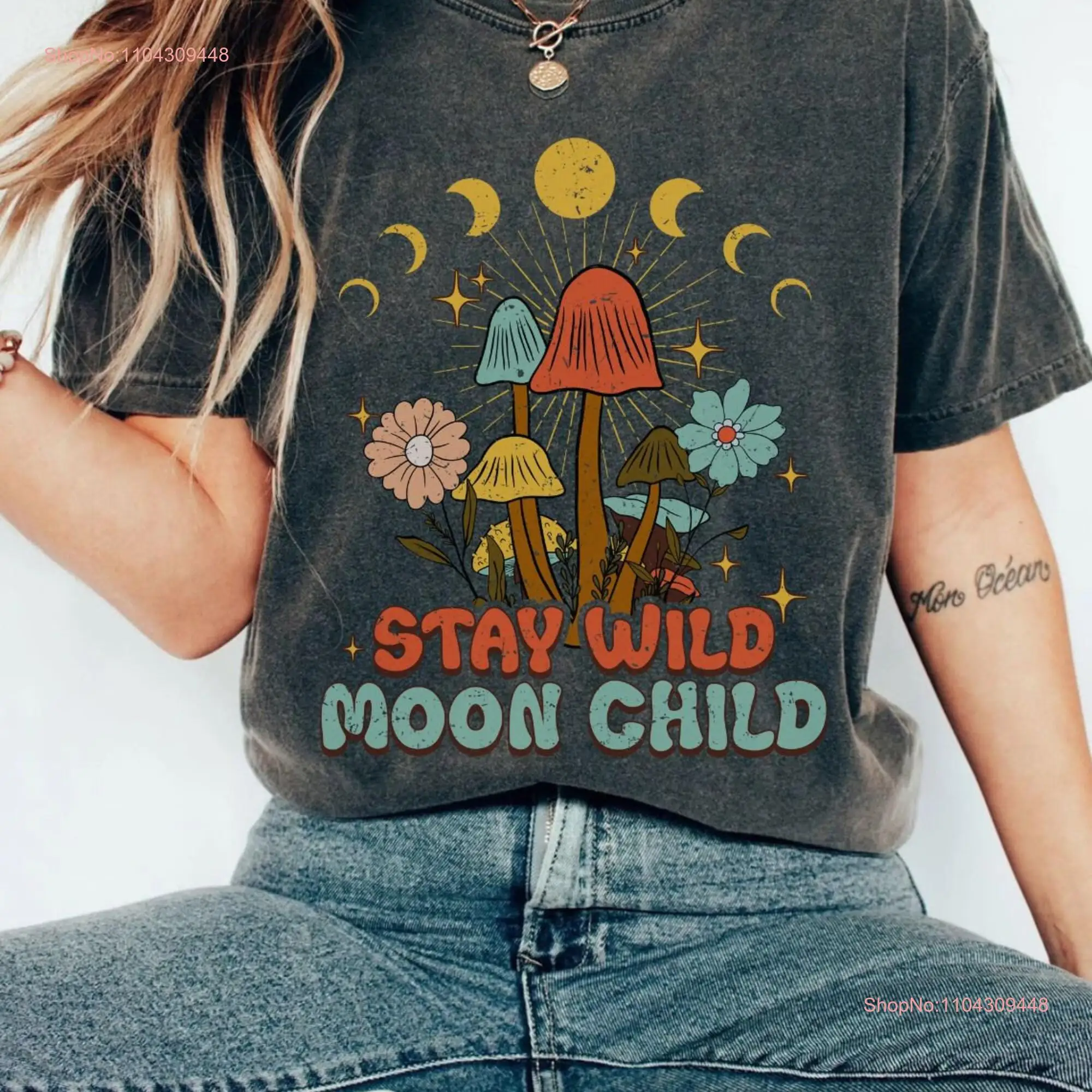 Оставайтесь дикой луной, детские подарки в виде гриба, рубашка, удобные цвета, ретро, ботанический Т-грибок, с длинными или короткими рукавами
