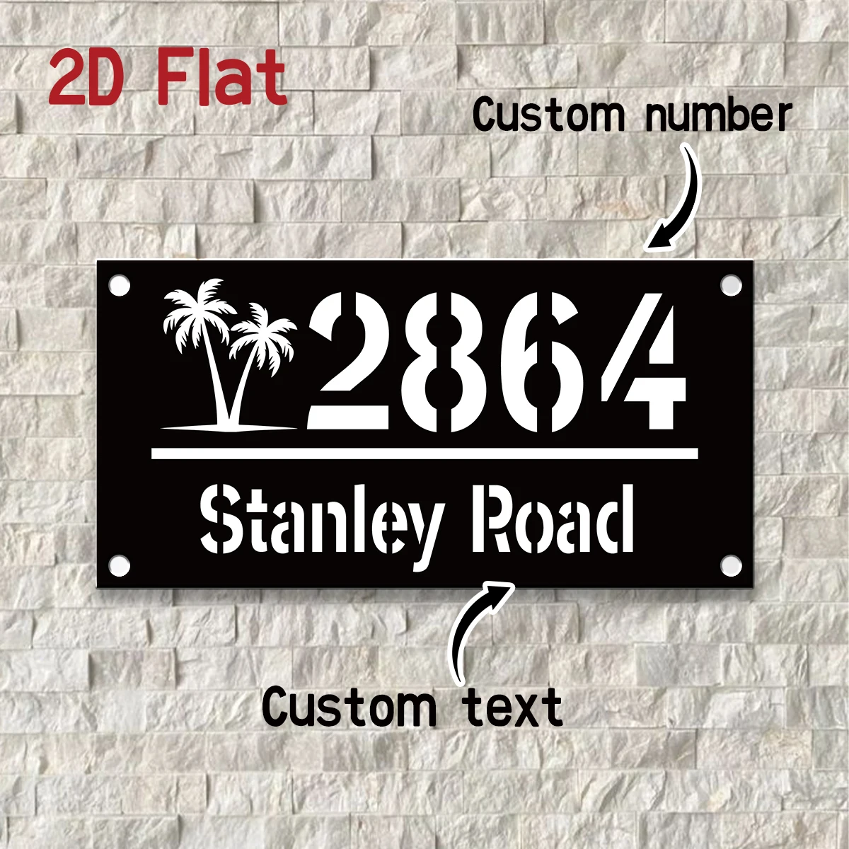1pc Custom Number&Text Coconut Tree Acrylic Double Layer House Number Sign,Address Door Number,Home Apartment Mailbox Decor