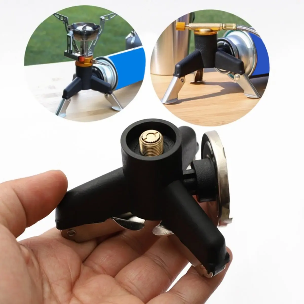 التخييم موقد غاز محول موصل المحمولة للطي حامل ثلاثي القوائم الفولاذ المقاوم للصدأ المشي لمسافات طويلة في الهواء الطلق الظهر الطبخ