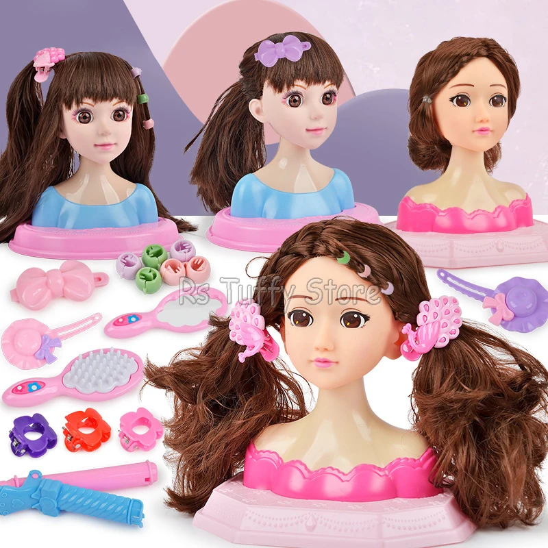 Kids Dolls Half Body Girl Makeup Comb Braided Hair Toys Play Princess Hairstyle Decor Accessories Beauty Fashion Gifts for Girls